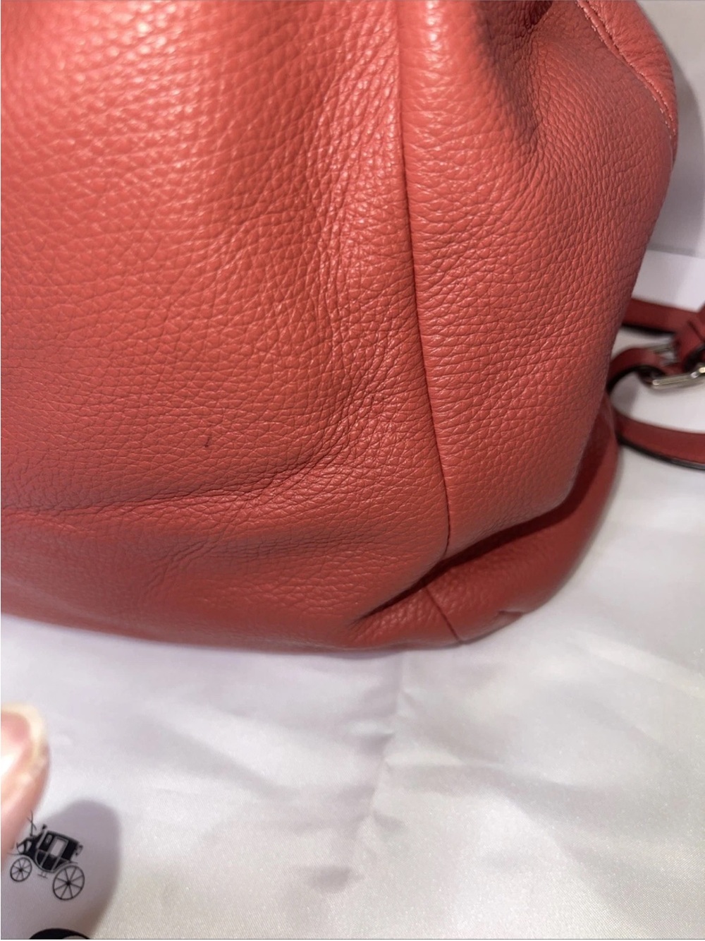 VTG Coach Avery F27003 Coral Leather Drawstring Crossbody Shoulder Bag AUTHENTIC - Picture 10 of 15